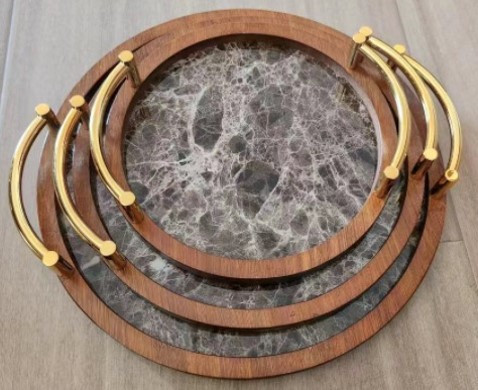 سینی میوه بامبو دسته دار کد:5